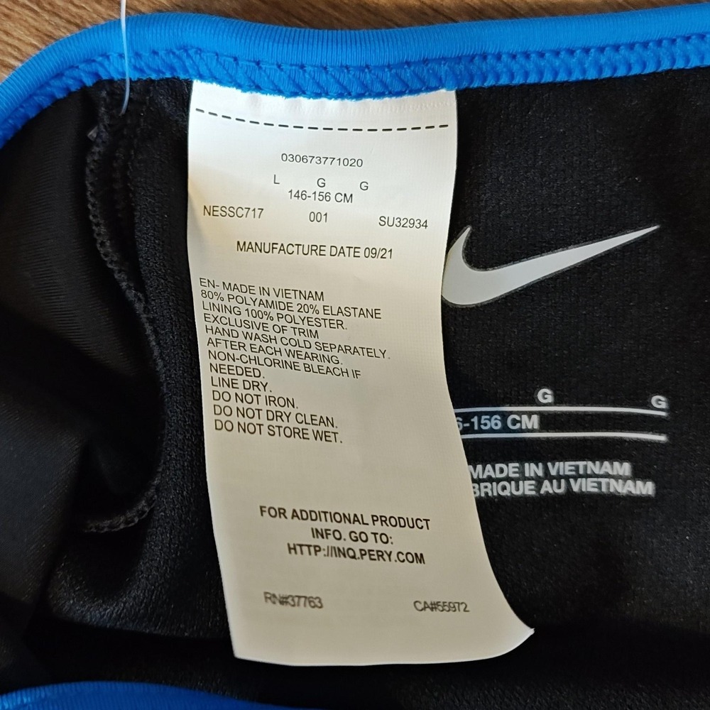 Nike Kids Girls Swim Top Crop Black Blue Pink Neon Green Heart Logo Size L - Picture 6 of 10